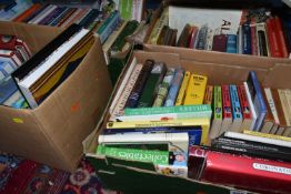 FIVE BOXES OF BOOKS containing approximately 120 miscellaneous titles in hardback and paperback