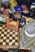 ONE BOX OF EARLY AND MID-CENTURY ADVERTISING FIGURES AND TOYS, to include a toy Selcol 'Organ