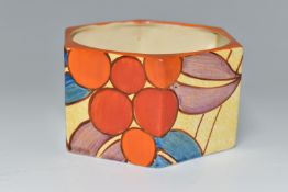 A CLARICE CLIFF EVE BOWL, the hexagonal bowl in Berries pattern, painted with stylised multicoloured