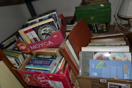 SIX BOXES OF BOOKS & MAGAZINES containing over 220 miscellaneous book titles in hardback and