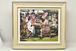 SHERREE VALENTINE DAINES (BRITISH 1959) 'AFTERNOON TEA AT ASCOT' a signed limited edition print on