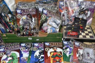 A BOX OF DC CHESS COLLECTION MAGAZINES AND FIGURES, issues 1-20 and 24 have had the figures