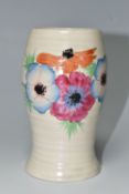 A CLARICE CLIFF 'ANEMONE' DESIGN VASE, shape 583, decorated with pink, blue and orange Anemone