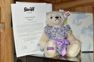 A BOXED STEIFF LIMITED EDITION 'TEDDY BEAR VIOLET', no.677625, limited edition no.948/1500, blonde