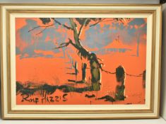 ROLF HARRIS (AUSTRALIA 1930-2023) 'BLUE SHACK IN THE OUTBACK', a signed limited edition print on