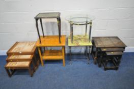 A VARIETY OF OCCASIONAL FURNITURE, to include a mid-century tile top nest of three tables, largest