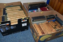 THREE BOXES OF BOOKS containing approximately fifty-seven miscellaneous titles in hardback and