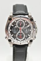 A GENTS BOXED 'BULOVA' WRISTWATCH, quartz chronograph watch, round black dial signed 'Bulova,