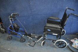 AN INVACARE BEN ng FOLDING WHEELCHAIR (no footrests). a Z Tec travelator and two pairs of