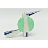 A 'LEA STEIN' GREAT BEAK BIRD BROOCH, pale green, white and blue celluloid, with a red bead eye,