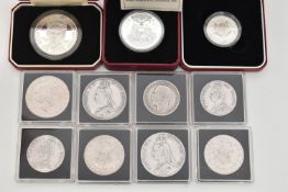 ASSORTED COINS, to include a cased 1890 Victoria Crown coin, a cased 1889 Victoria Crown coin, a
