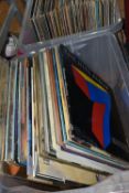 TWO BOXES OF RECORDS, over one hundred LPs and 12'' singles by artists to include Queen, David