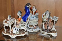 A GROUP OF TWO DRESDEN PORCELAIN FIGURINES AND ONE OTHER, comprising a pair of Kunst -Dresden Art
