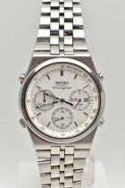 A GENTS 'SEIKO QUARTZ CHRONOGRAPH' WRISTWATCH, round silver dial signed 'Seiko Quartz