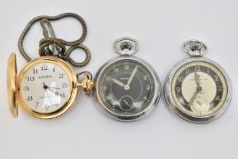 THREE POCKET WATCHES, to include two open face Ingersoll pocket watches, both with Arabic numerals