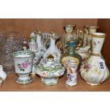 A COLLECTION OF BLUSH IVORY WARE, comprising a Royal Worcester blush ivory bottle Vase with twist