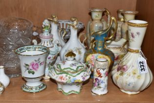 A COLLECTION OF BLUSH IVORY WARE, comprising a Royal Worcester blush ivory bottle Vase with twist