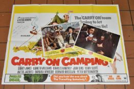 CARRY ON CAMPING (1969) UK QUAD POSTER, with artwork by Renato Fatini, signed in pen to top right by