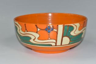 A CLARICE CLIFF FANTASQUE SUNRISE PATTERN BOWL, printed marks, diameter 21cm (Condition Report: