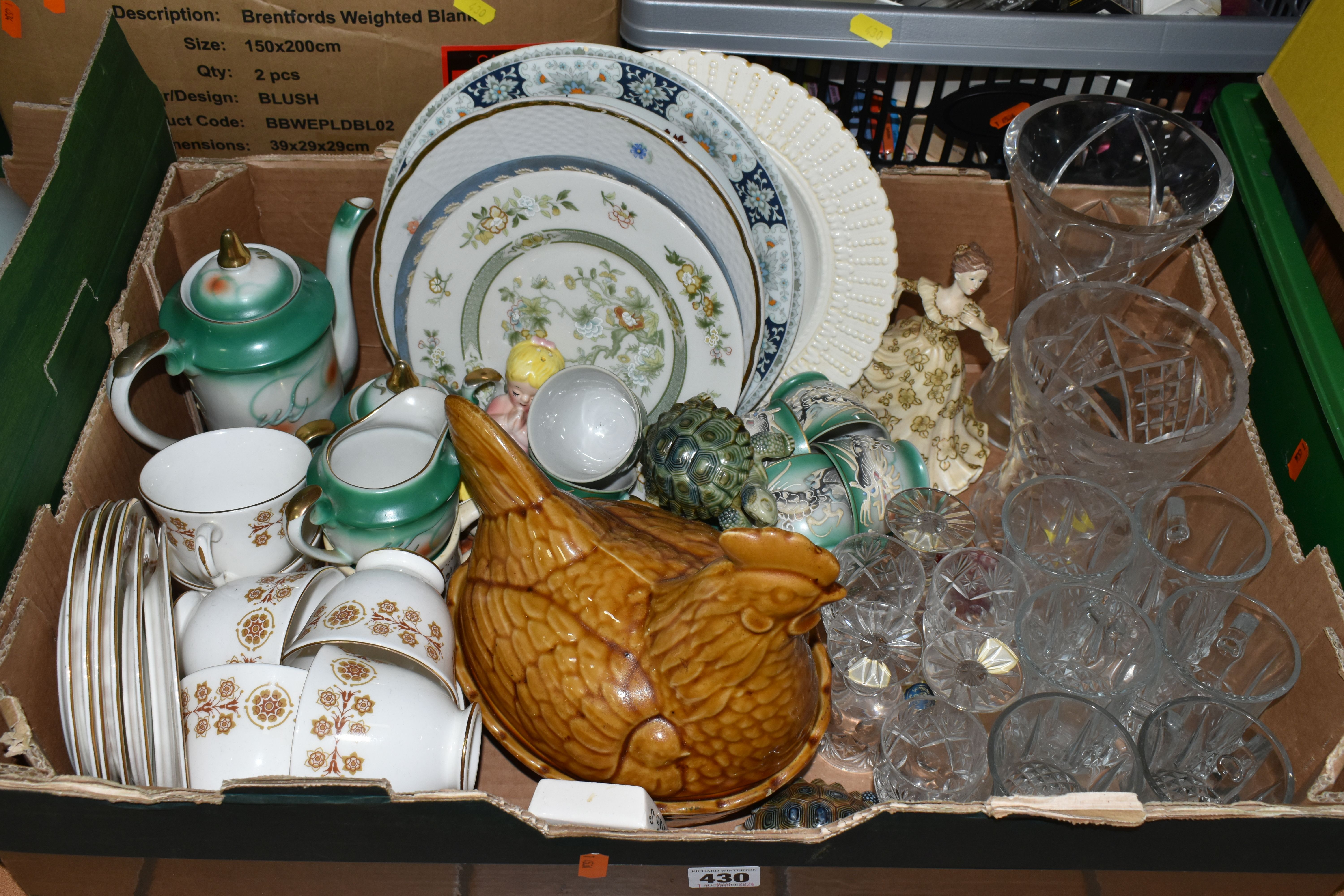SIX BOXES AND LOOSE CERAMICS, GLASS, RECORDS, BOOKS AND SUNDRY ITEMS, to include over thirty LPs and - Image 6 of 10
