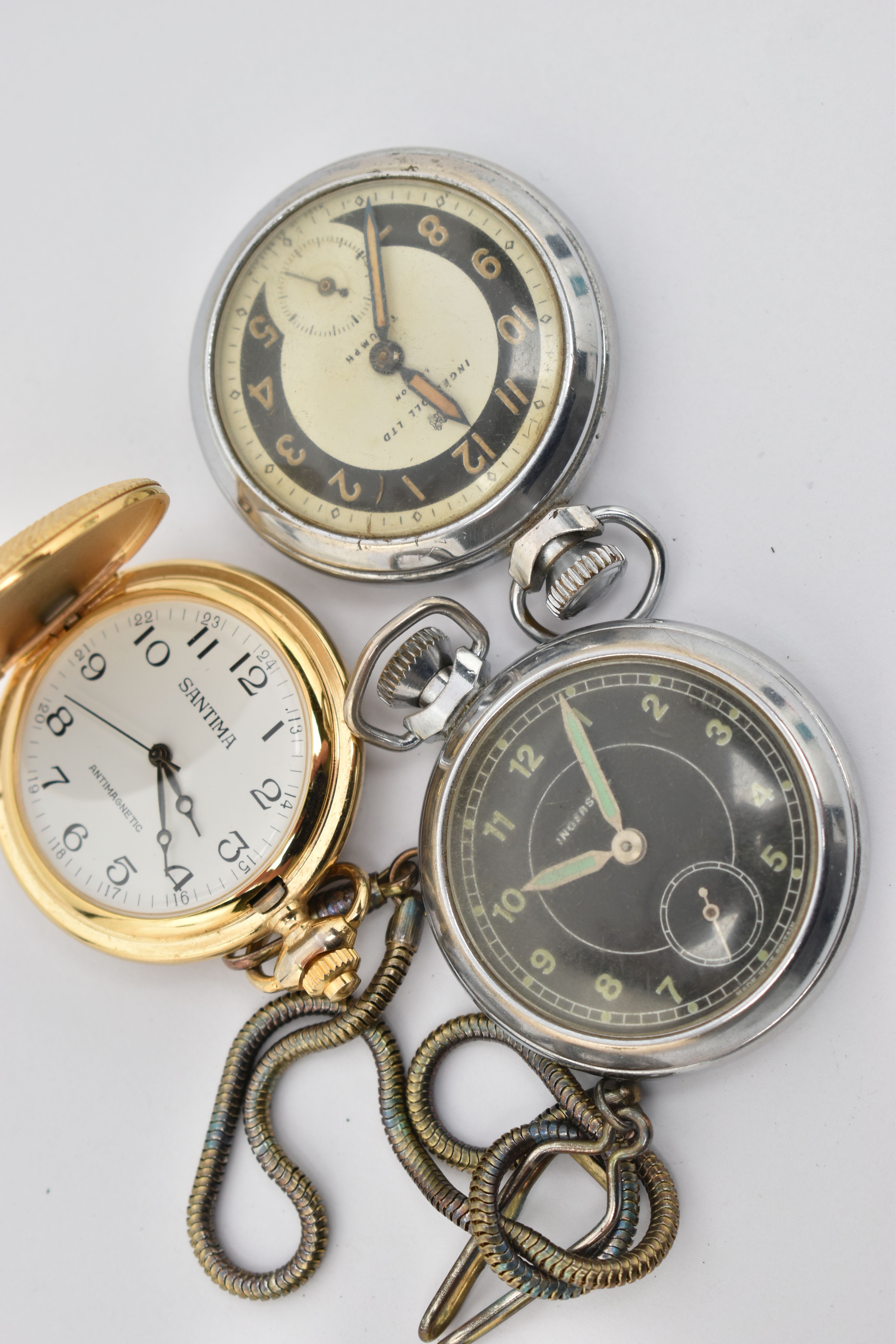THREE POCKET WATCHES, to include two open face Ingersoll pocket watches, both with Arabic numerals - Bild 3 aus 3