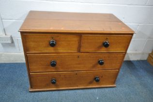 A 19TH CENTURY OAK CHEST OF TWO SHORT OVER TWO LONG DRAWERS, width 100cm x depth 56cm x height