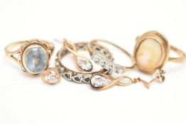 ASSORTED JEWELLERY, to include a 9ct gold blue topaz ring, hallmarked 9ct Birmingham, ring size N, a