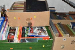 SIX BOXES OF BOOKS containing over 210 miscellaneous titles (some antiquarian) in hardback and