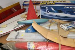 A QUANTITY OF MODEL BOATS AND AIRCRAFT, MODEL MAKING SUPPLIES AND KITES, to include a Bowman