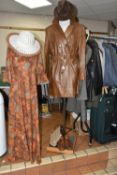 FOUR BOXES AND LOOSE VINTAGE MEN'S AND WOMEN'S CLOTHING, to include a 1970's 'After Eight by Lerose'