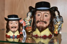 TWO ROYAL DOULTON LIMITED EDITION CHARACTER JUGS OF KING CHARLES I, comprising large D6917, no.