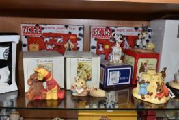 A GROUP OF ROYAL DOULTON BUNNYKINS AND OLD BEAR FIGURES, comprising 'Sandcastle Money Box' DB228 (
