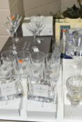 A SMALL QUANTITY OF BOXED ROYAL DOULTON GLASS WARES ETC, comprising a pair of Martini glasses,