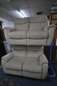 A PAIR OF LA Z BOY BEIGE TWO SEATER SOFAS (condition report: upholstery ideal for a clean) (2)