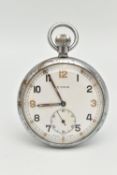 A MILITARY ISSUE 'CYMA' OPEN FACE POCKET WATCH, manual wind, round white dial signed 'Cyma',