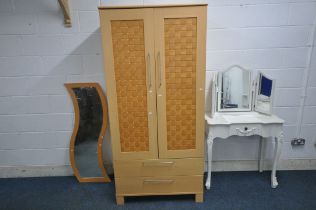 A MODERN DOUBLE DOOR WARDROBE, with two drawers, width 90cm x depth 60cm x height 191cm, a