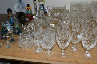A GROUP OF GLASSWARE, to include an 'Our Glass' grey-green and purple studio glass jack in the