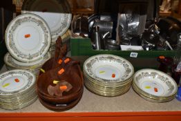 A BOX AND LOOSE METAL WARE, CERAMICS, GLASS AND SUNDRY ITEMS, to include Old Hall stainless steel
