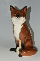 A LARGE BESWICK FIRESIDE FOX, model No.2348, red/brown glass, height 31cm (1) (Condition Report: