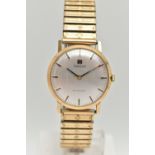 A GENTS 9CT GOLD 'TISSOT' WRISTWATCH, manual wind, round silver dial signed 'Tissot Stylist',