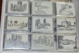 A FOLDER OF PRINTED HANDBAG / POCKET MIRRORS, twenty-three in total depicting Cathedrals and tourist
