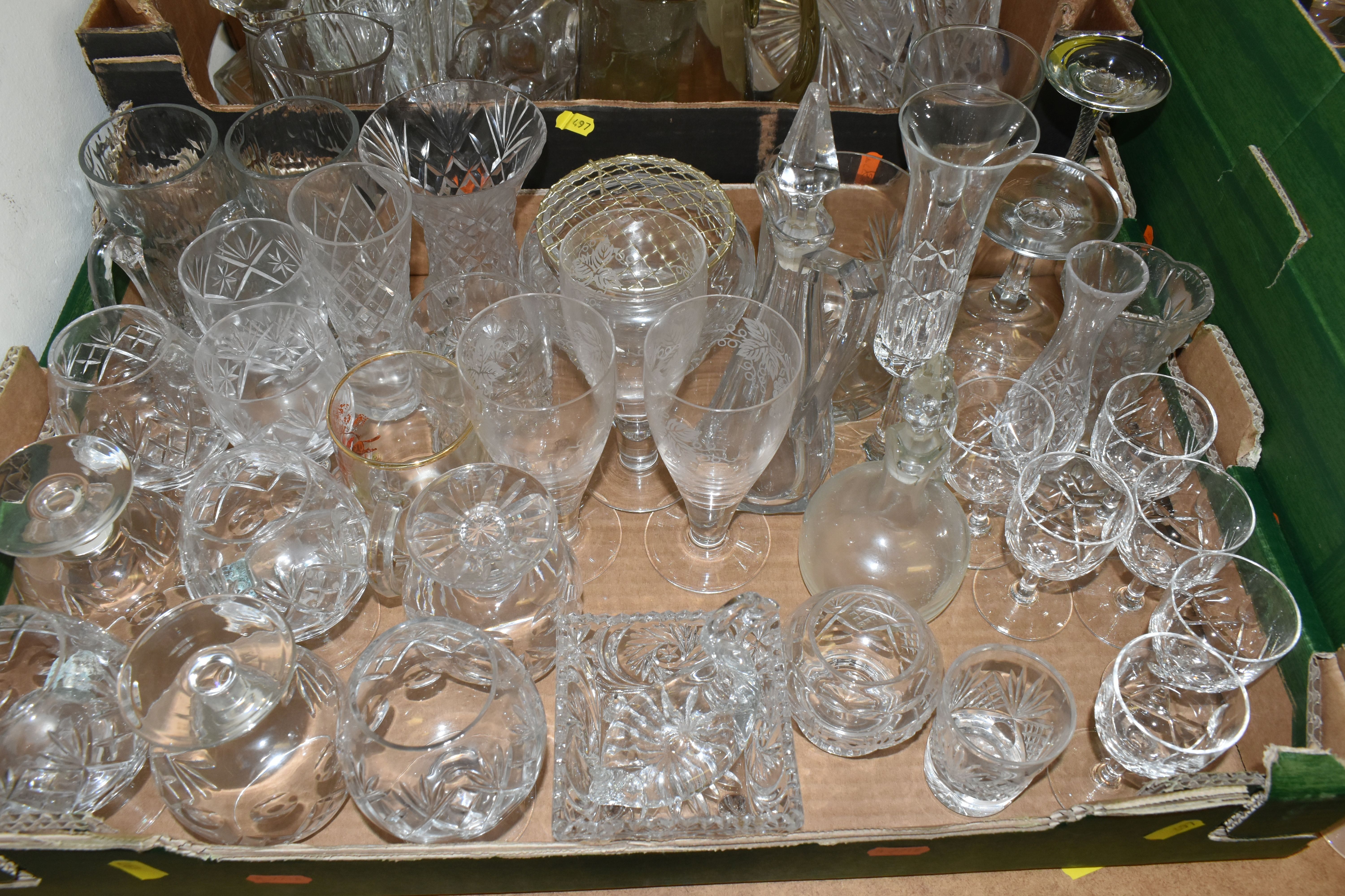 FOUR BOXES OF ASSORTED MID-CENTURY GLASSWARE, to include a quantity of Arcopal 'Harlequin cups and - Image 7 of 9