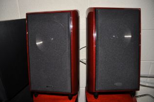 A PAIR OF KEF XG20 BOOKSHELF SPEAKERS in Khaya Red finish with original packaging Condition Report