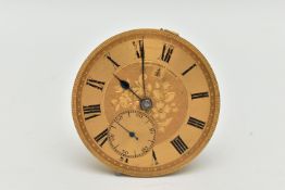 A 'JOHN FOREST LONDON' POCKET WATCH MOVEMENT, key wound, round gold floral pattern dial, signed '