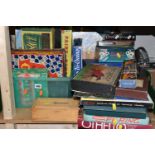 TWO BOXES OF VINTAGE BOARD GAMES AND JIGSAWS, to include a complete boxed set of The Rose Chess,