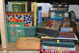 TWO BOXES OF VINTAGE BOARD GAMES AND JIGSAWS, to include a complete boxed set of The Rose Chess,