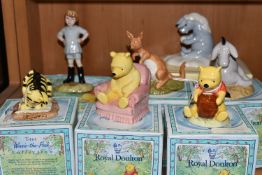 SEVEN BOXED ROYAL DOULTON WINNIE THE POOH COLLECTION FIGURES AND A BOX OF WINNIE THE POOH SOFT