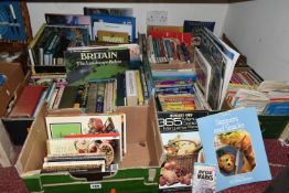 SIX BOXES OF BOOKS & MAPS in hardback and paperback format, subjects include cookery, gardening,