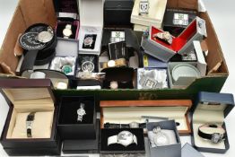 A COLLECTION OF FASHION COSTUME WATCHES, to include a cased Rennie Mackintosh wristwatch, a cased