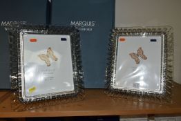 TWO BOXED MARQUIS BY WATERFORD PHOTOGRAPH FRAMES, size 8 '' x 10 '' , both frames are unused with